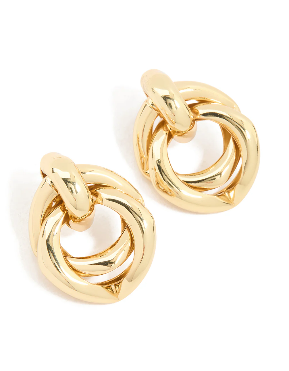 Gold Plated Brass Angular Doorknocker Earrings