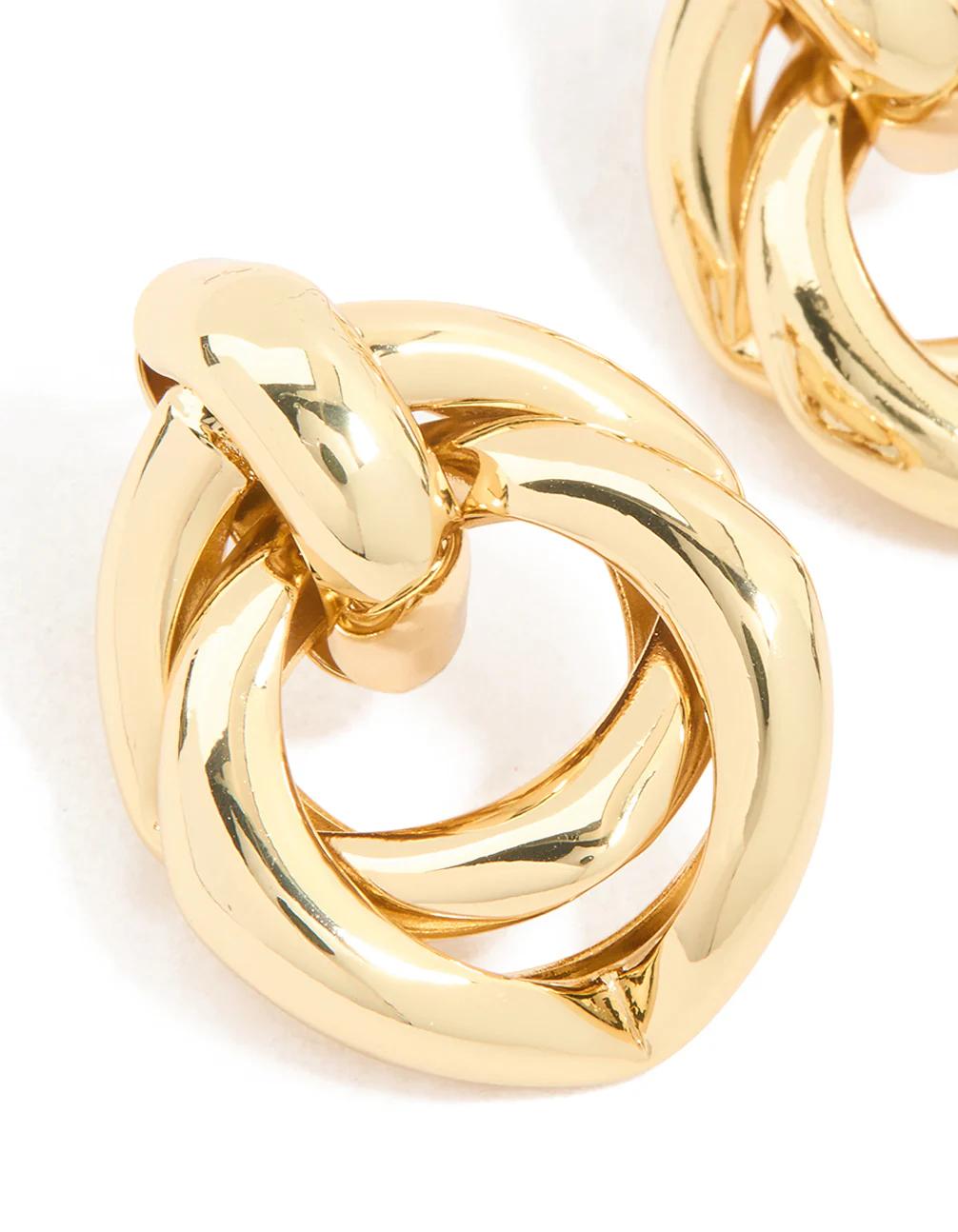 Gold Plated Brass Angular Doorknocker Earrings - Image 4