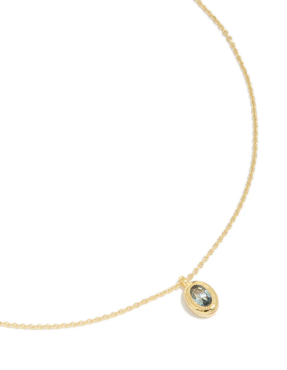 Gold Plated Brass Aquamarine Cubic Zirconia March Birthstone Necklace - Image 2