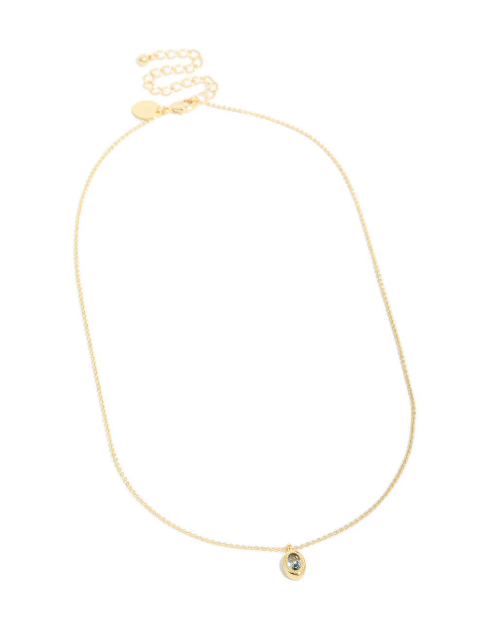 Gold Plated Brass Aquamarine Cubic Zirconia March Birthstone Necklace - Image 4