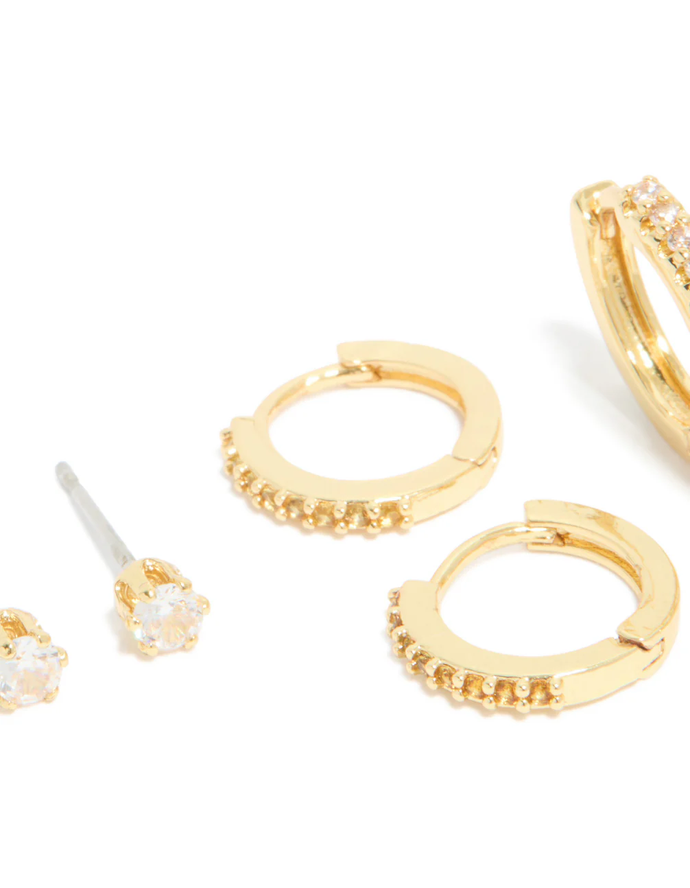 Gold Plated Brass Citrine Cubic Zirconia November Birthstone Earrings 4-Pack - Image 2