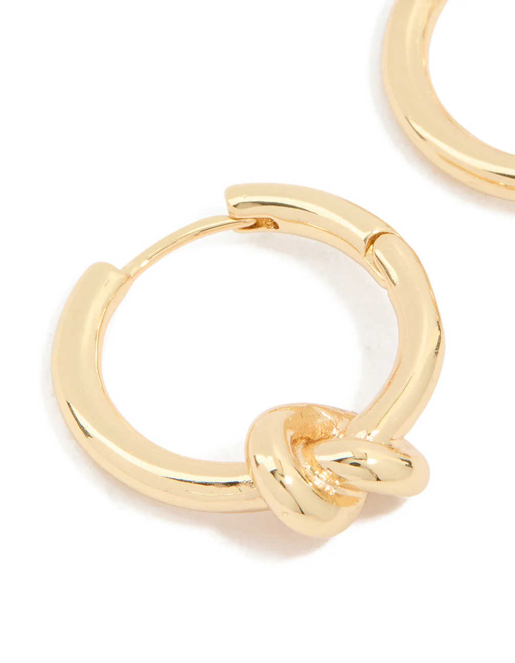 Gold Plated Brass Classic Knotted Huggie Earrings - Image 4