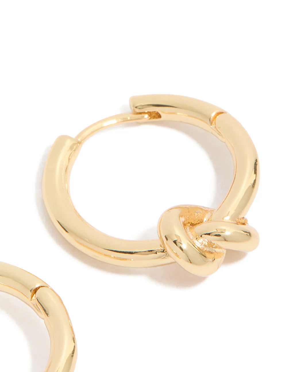 Gold Plated Brass Classic Knotted Huggie Earrings - Image 5