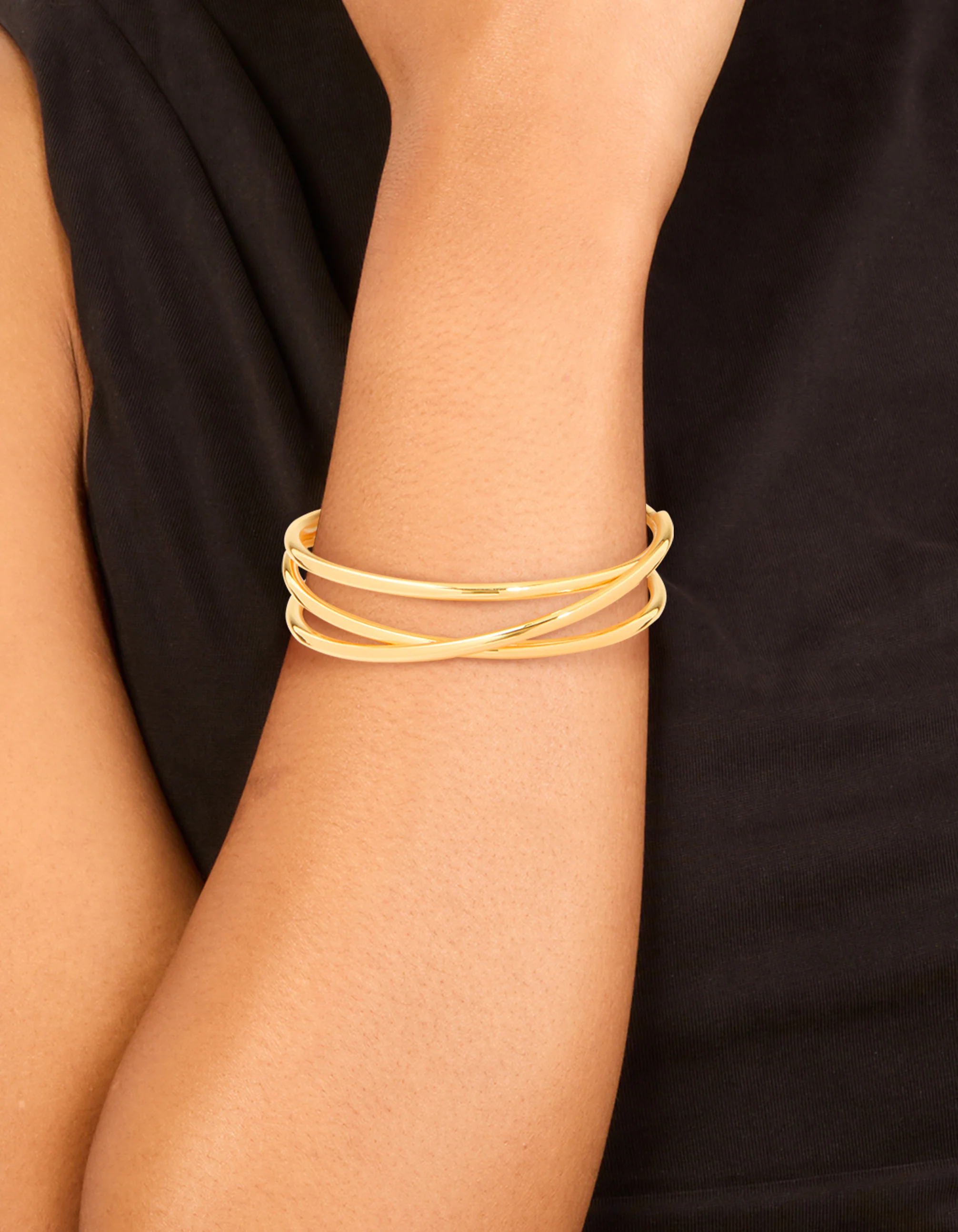 Gold Plated Brass Criss Cross Cuff Wrist Cuff - Image 2