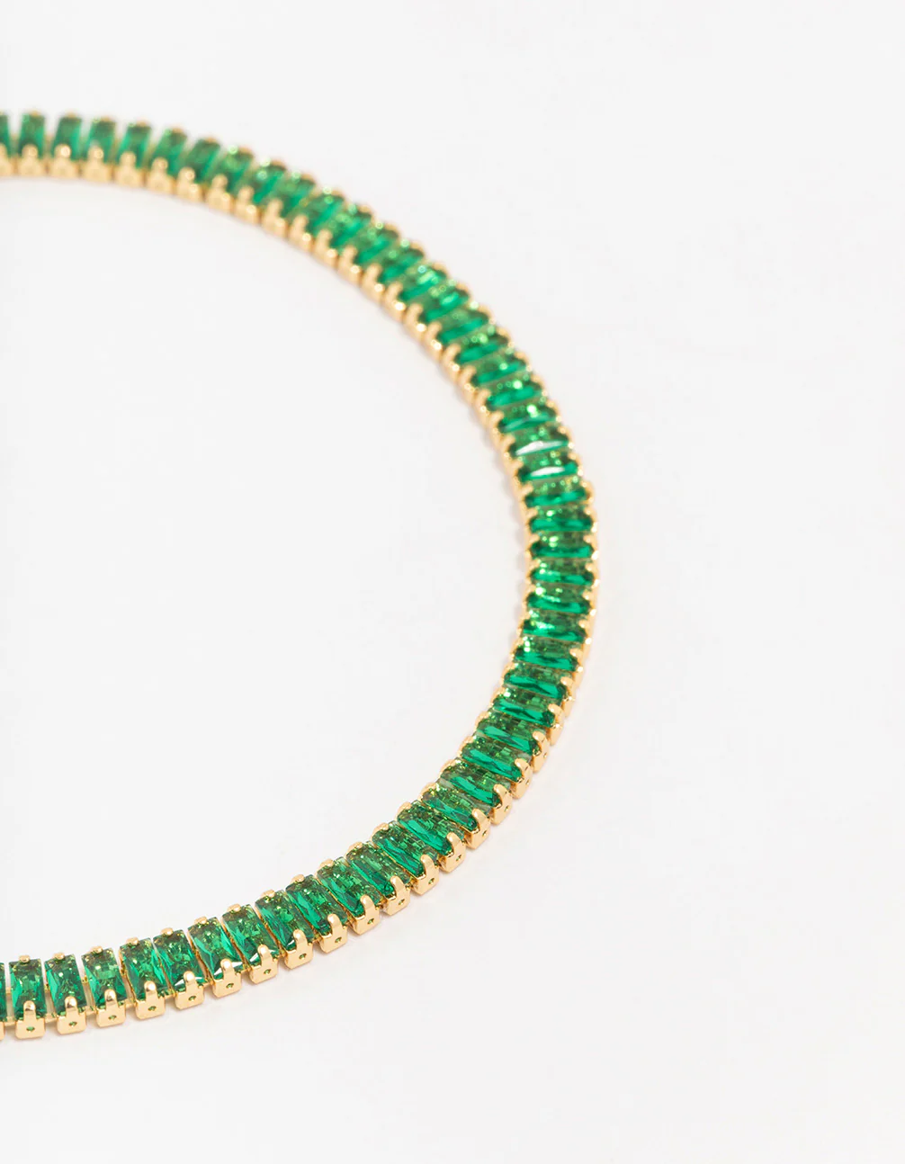 Gold Plated Brass Crystal Baguette Tennis Bracelet - Image 2