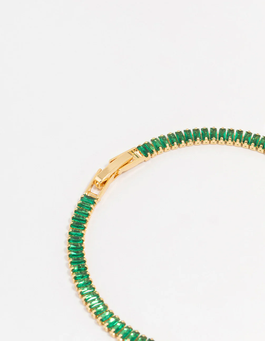 Gold Plated Brass Crystal Baguette Tennis Bracelet - Image 3