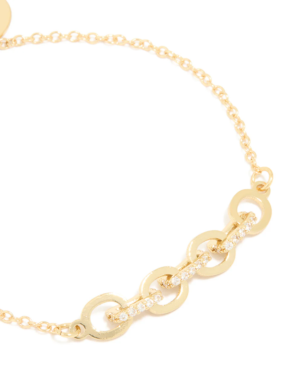 Gold Plated Brass Cubic Zirconia Dainty Link Bracelet - Image 2