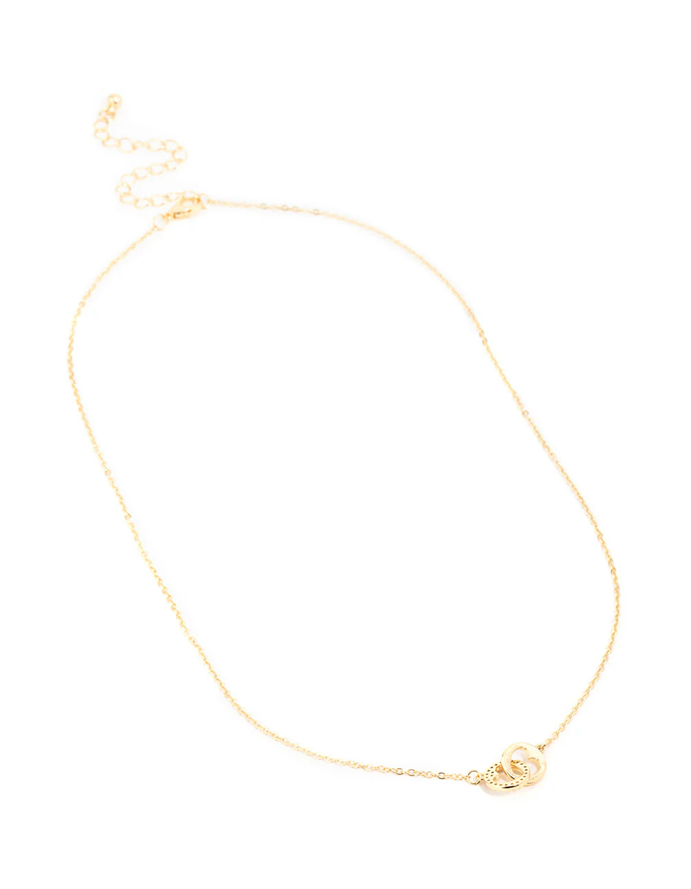 Gold Plated Brass Cubic Zirconia Double Heart Link Pendant Necklace - Image 4