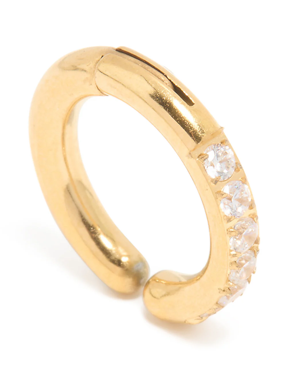 Gold Plated Brass Cubic Zirconia Hinged Single Ear Cuff - Image 2