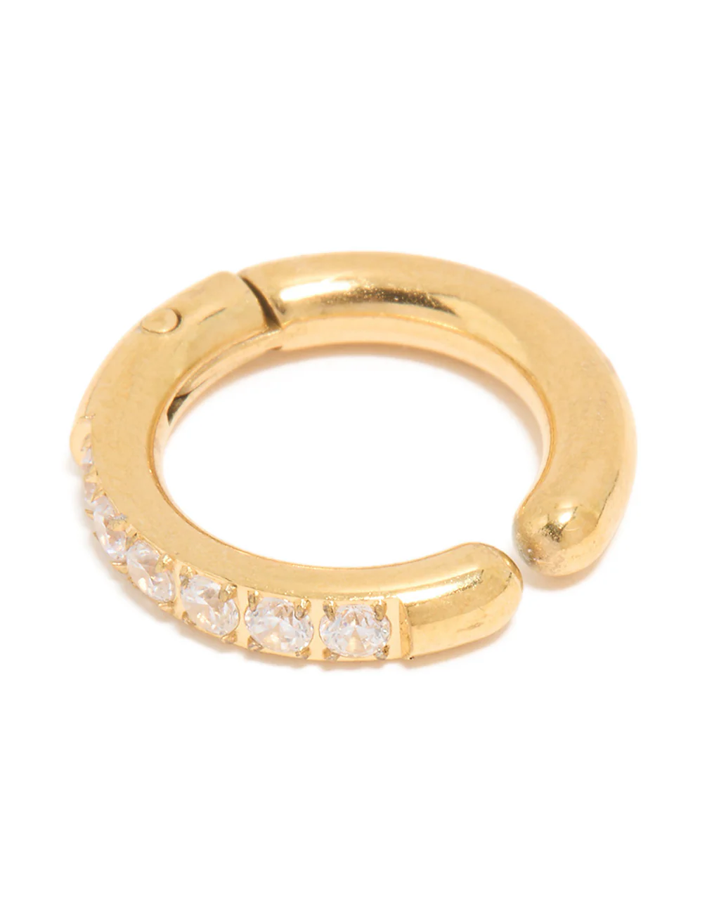 Gold Plated Brass Cubic Zirconia Hinged Single Ear Cuff - Image 3