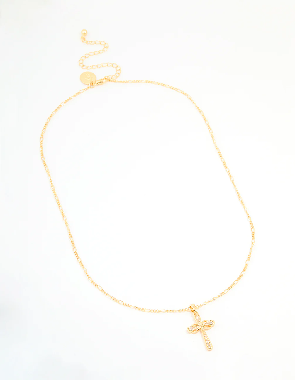 Gold Plated Brass Cubic Zirconia Large Cross Pendant Necklace - Image 4