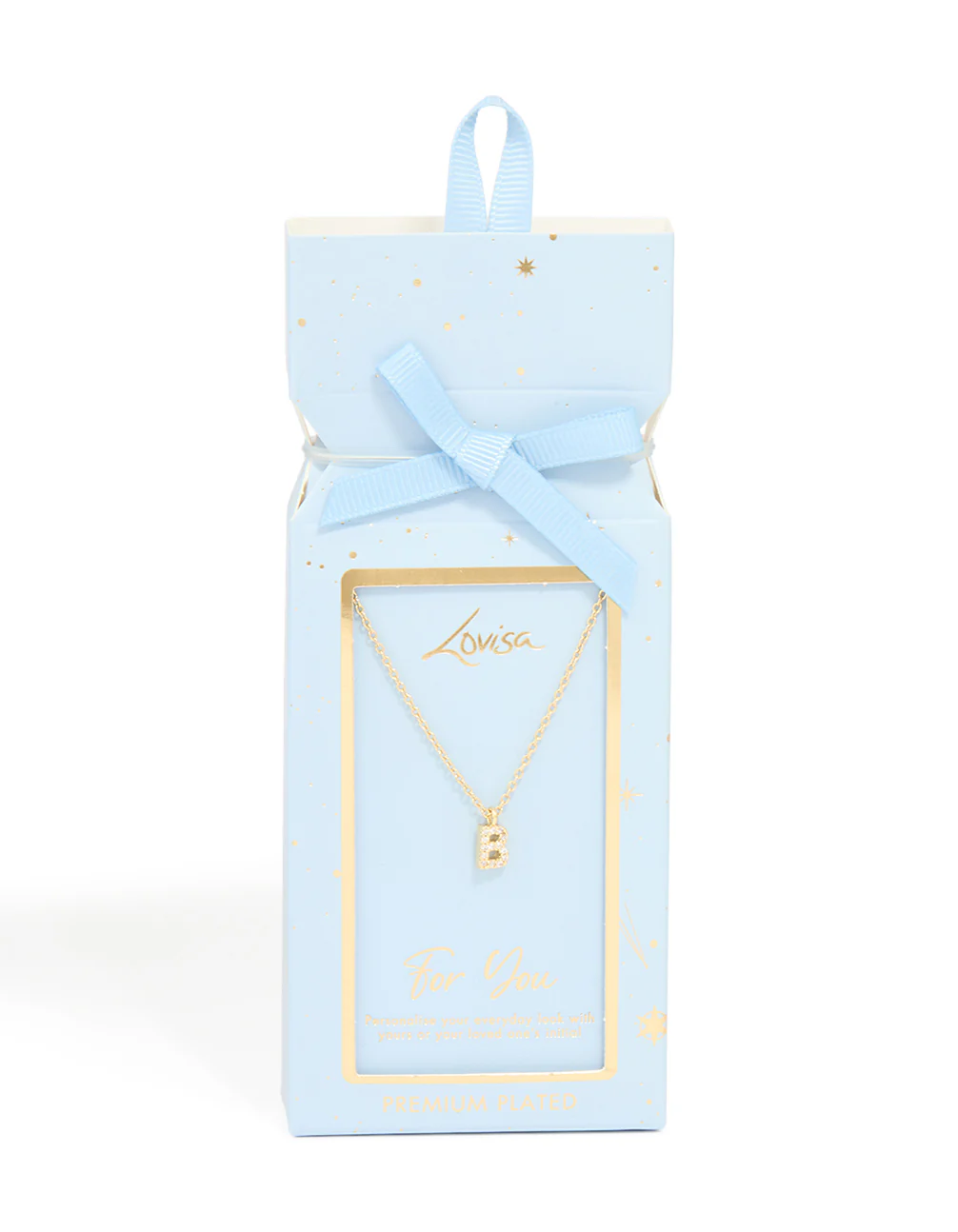 Gold Plated Brass Cubic Zirconia Letter B Pendant Necklace - Image 5