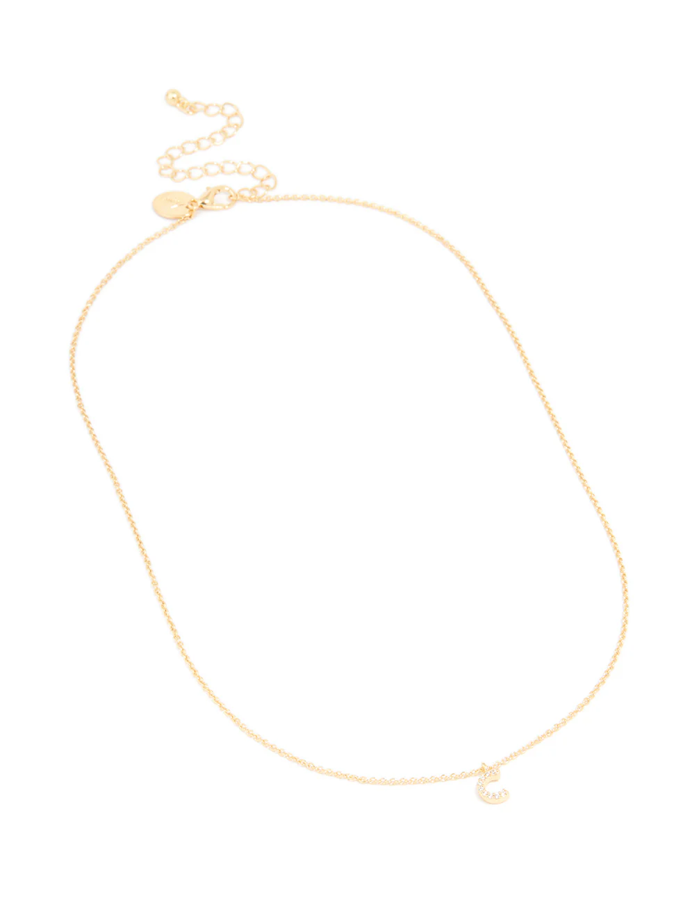 Gold Plated Brass Cubic Zirconia Letter C Necklace - Image 3