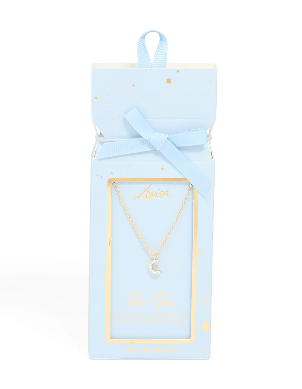 Gold Plated Brass Cubic Zirconia Letter C Necklace - Image 5