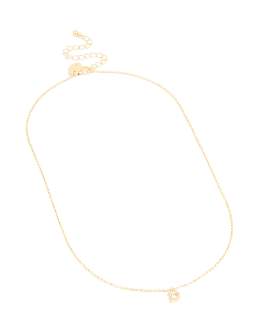 Gold Plated Brass Cubic Zirconia Letter D Necklace - Image 3