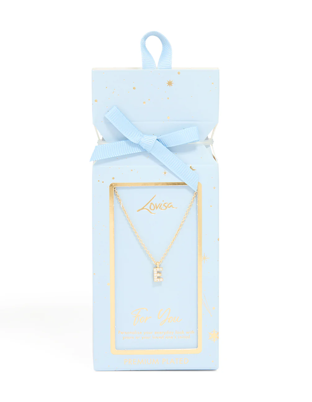 Gold Plated Brass Cubic Zirconia Letter E Necklace - Image 5