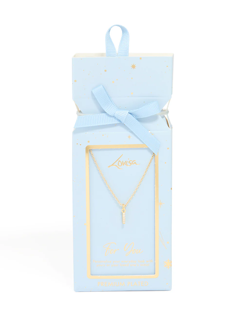 Gold Plated Brass Cubic Zirconia Letter I Necklace - Image 5