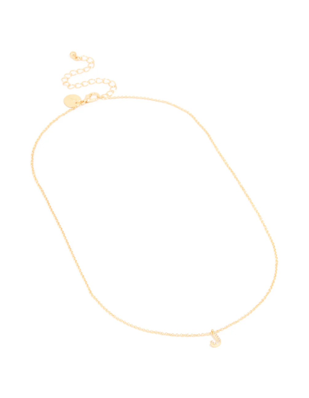 Gold Plated Brass Cubic Zirconia Letter J Necklace - Image 3