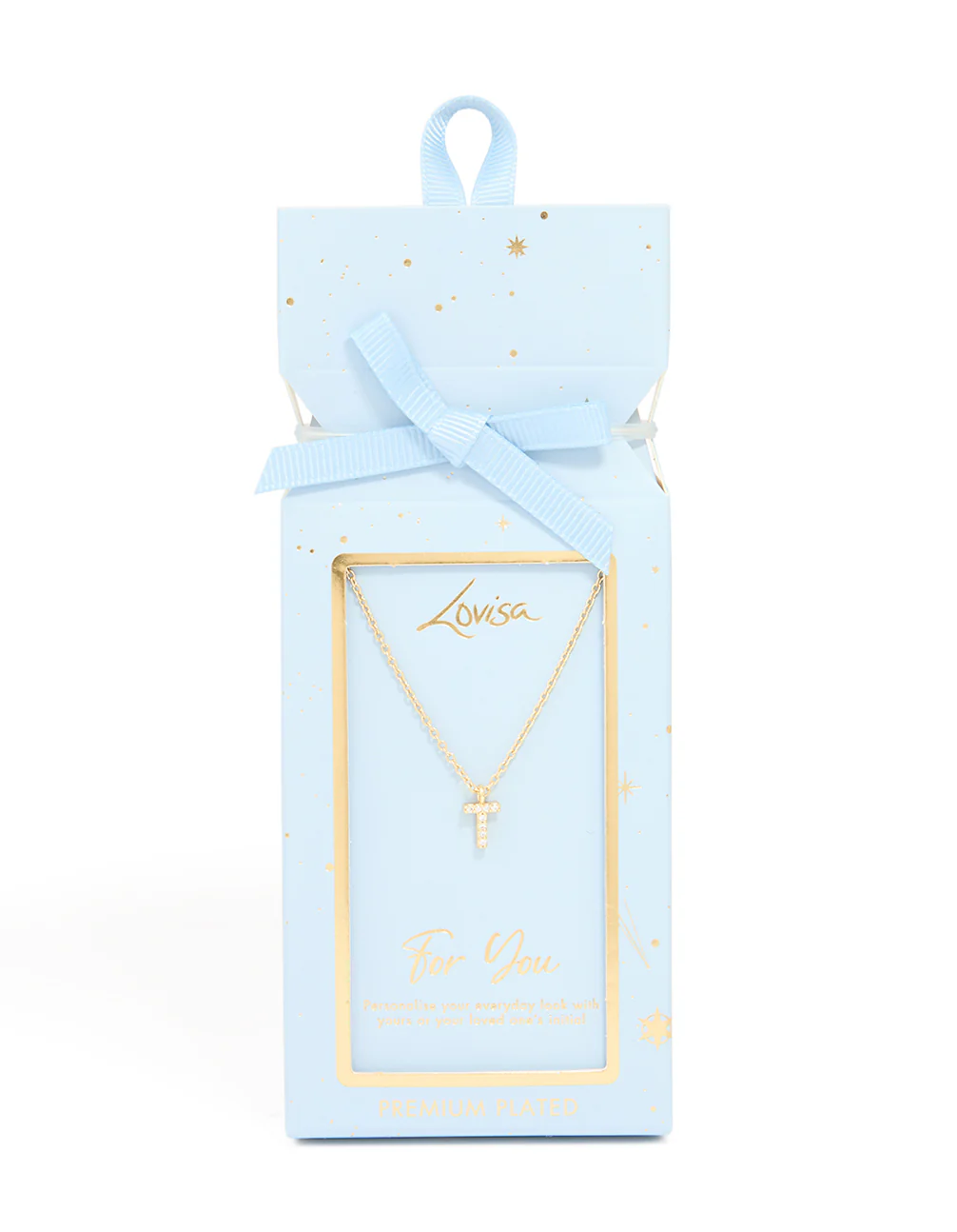Gold Plated Brass Cubic Zirconia Letter T Necklace - Image 5