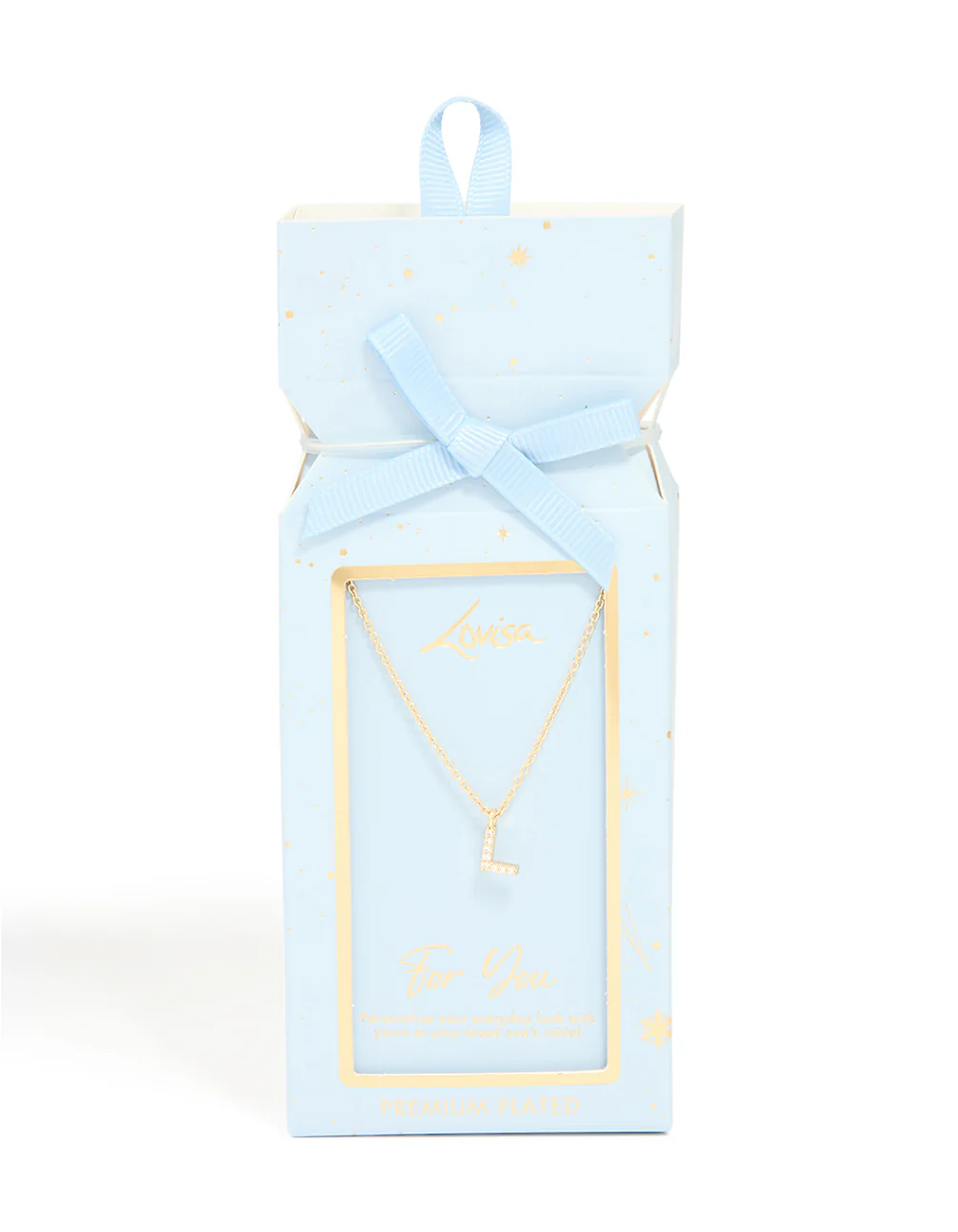 Gold Plated Brass Cubic Zirconia Letter L Necklace - Image 5