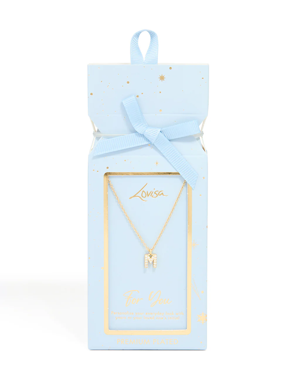Gold Plated Brass Cubic Zirconia Letter M Necklace - Image 5