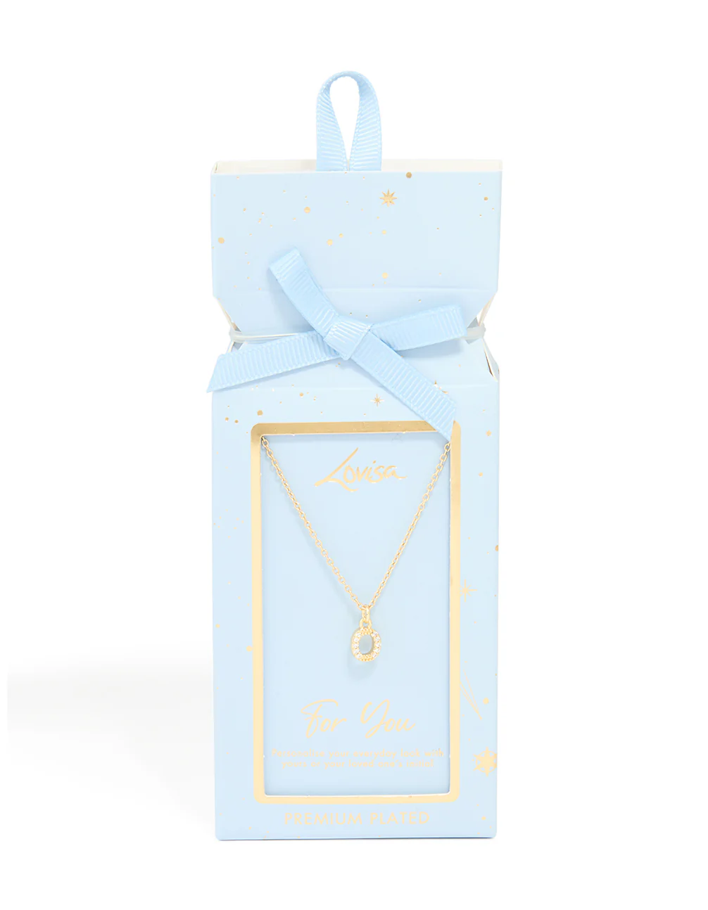 Gold Plated Brass Cubic Zirconia Letter O Necklace - Image 5