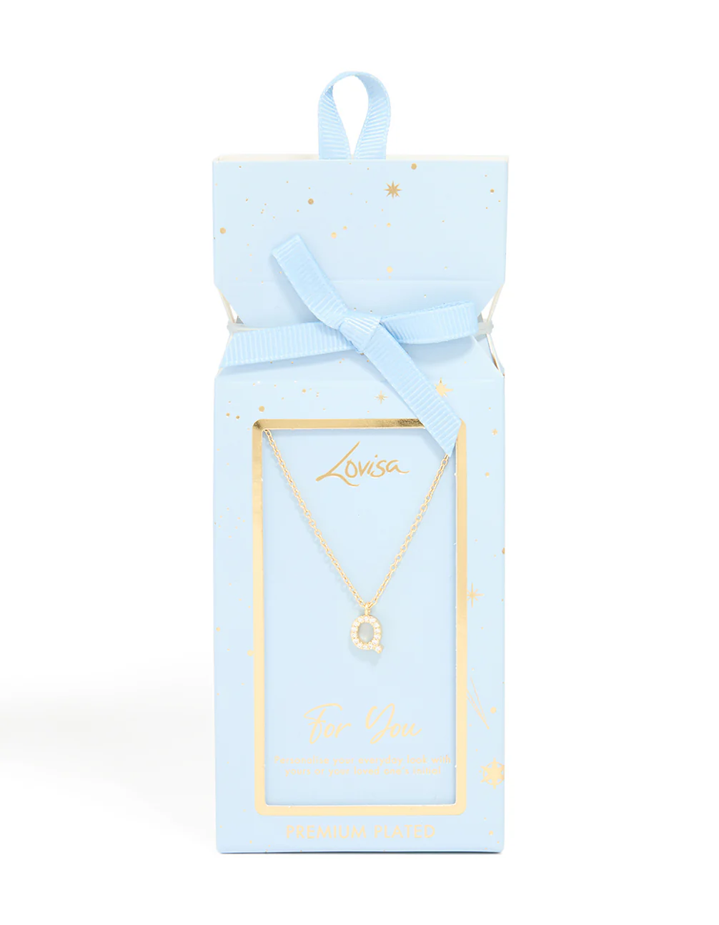 Gold Plated Brass Cubic Zirconia Letter Q Necklace - Image 5