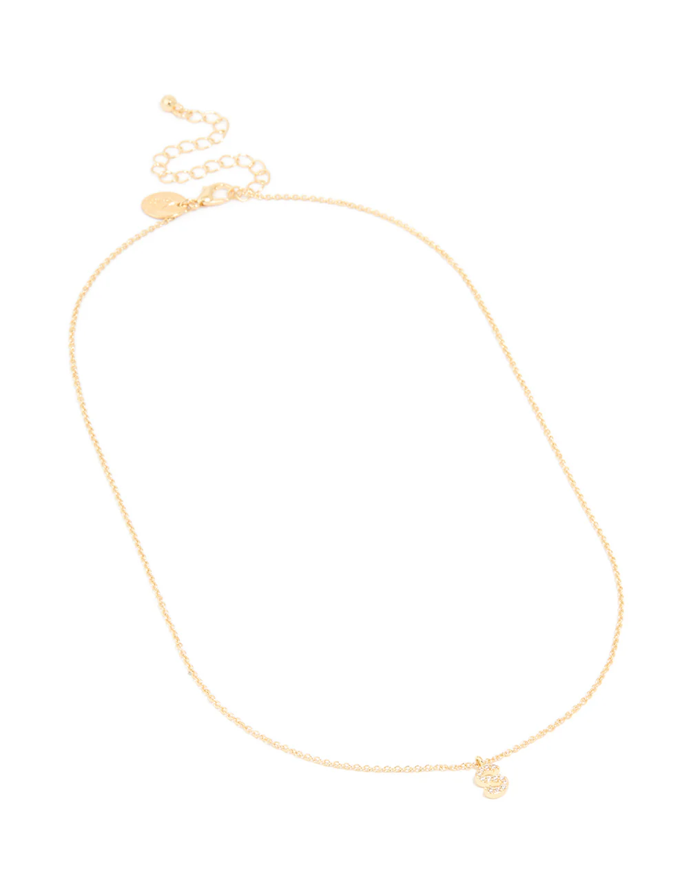 Gold Plated Brass Cubic Zirconia Letter S Necklace - Image 3
