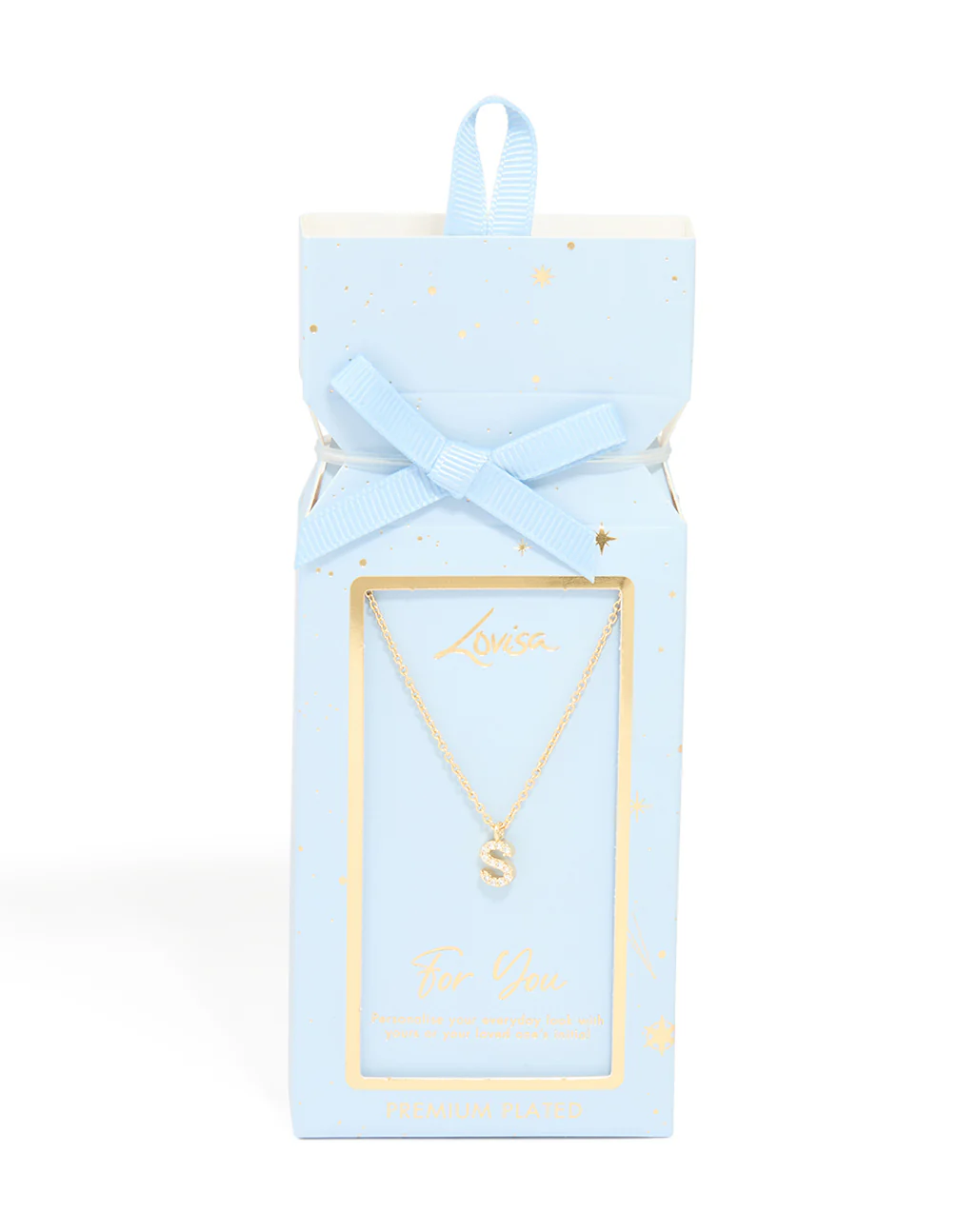 Gold Plated Brass Cubic Zirconia Letter S Necklace - Image 5