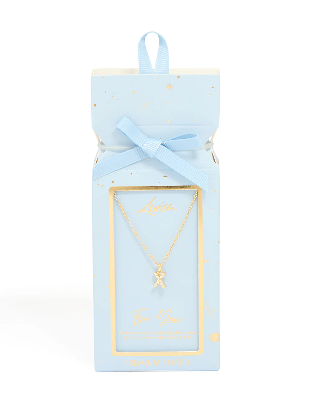 Gold Plated Brass Cubic Zirconia Letter X Pendant Necklace - Image 5