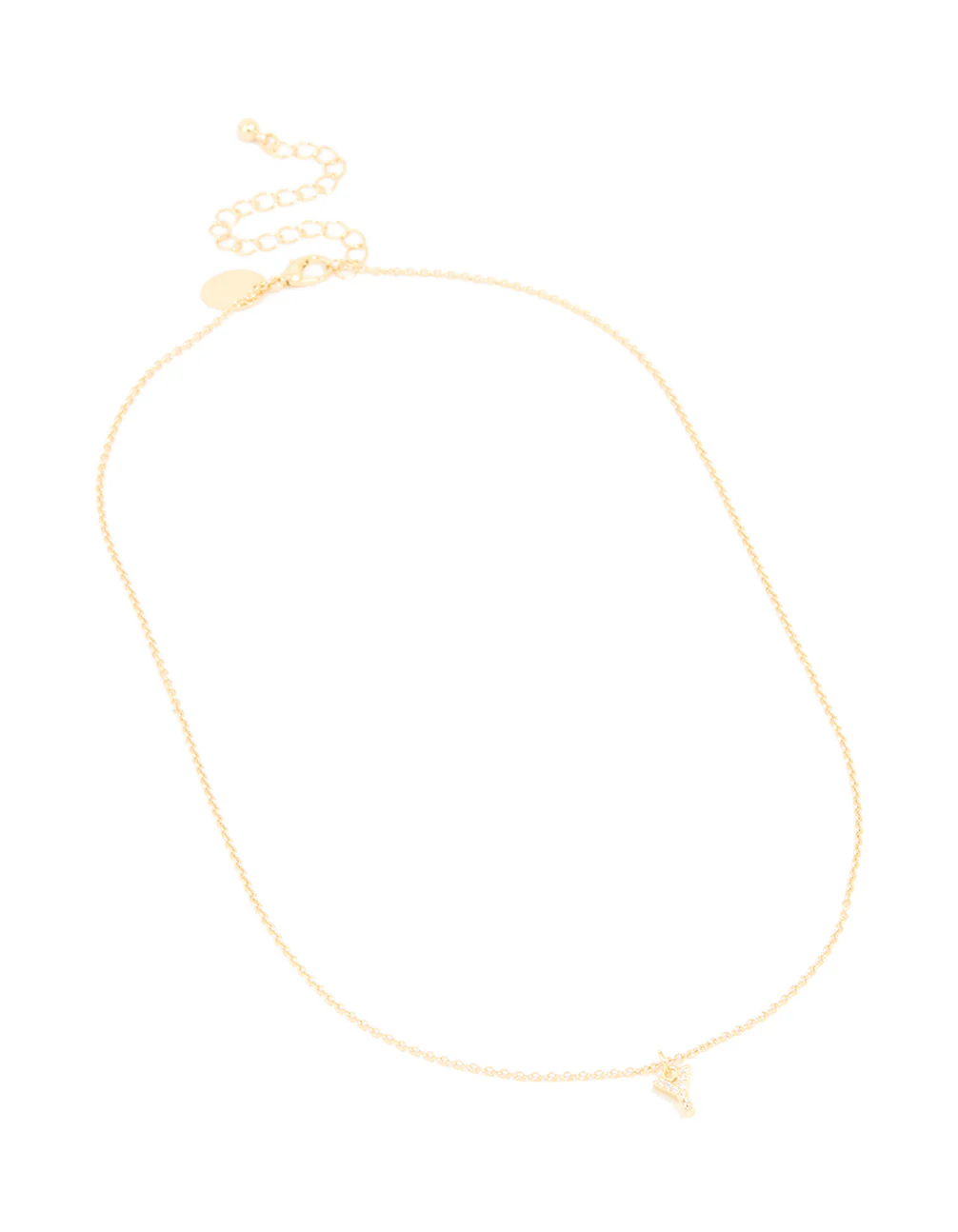 Gold Plated Brass Cubic Zirconia Letter Y Necklace - Image 3