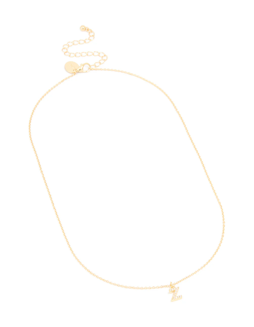 Gold Plated Brass Cubic Zirconia Letter Z Necklace - Image 3