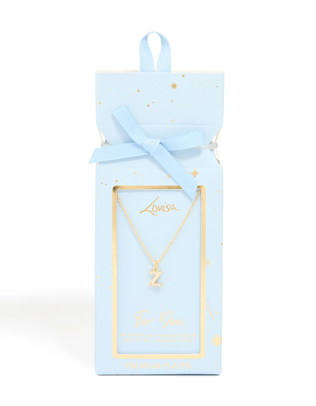 Gold Plated Brass Cubic Zirconia Letter Z Necklace - Image 5