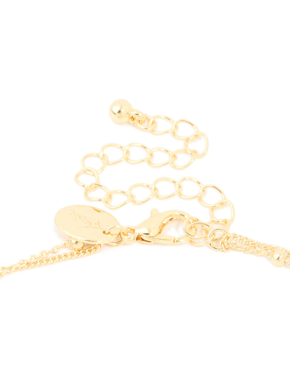 Gold Plated Brass Cubic Zirconia Mary Pendant & Ball Chain Layered Necklace - Image 3