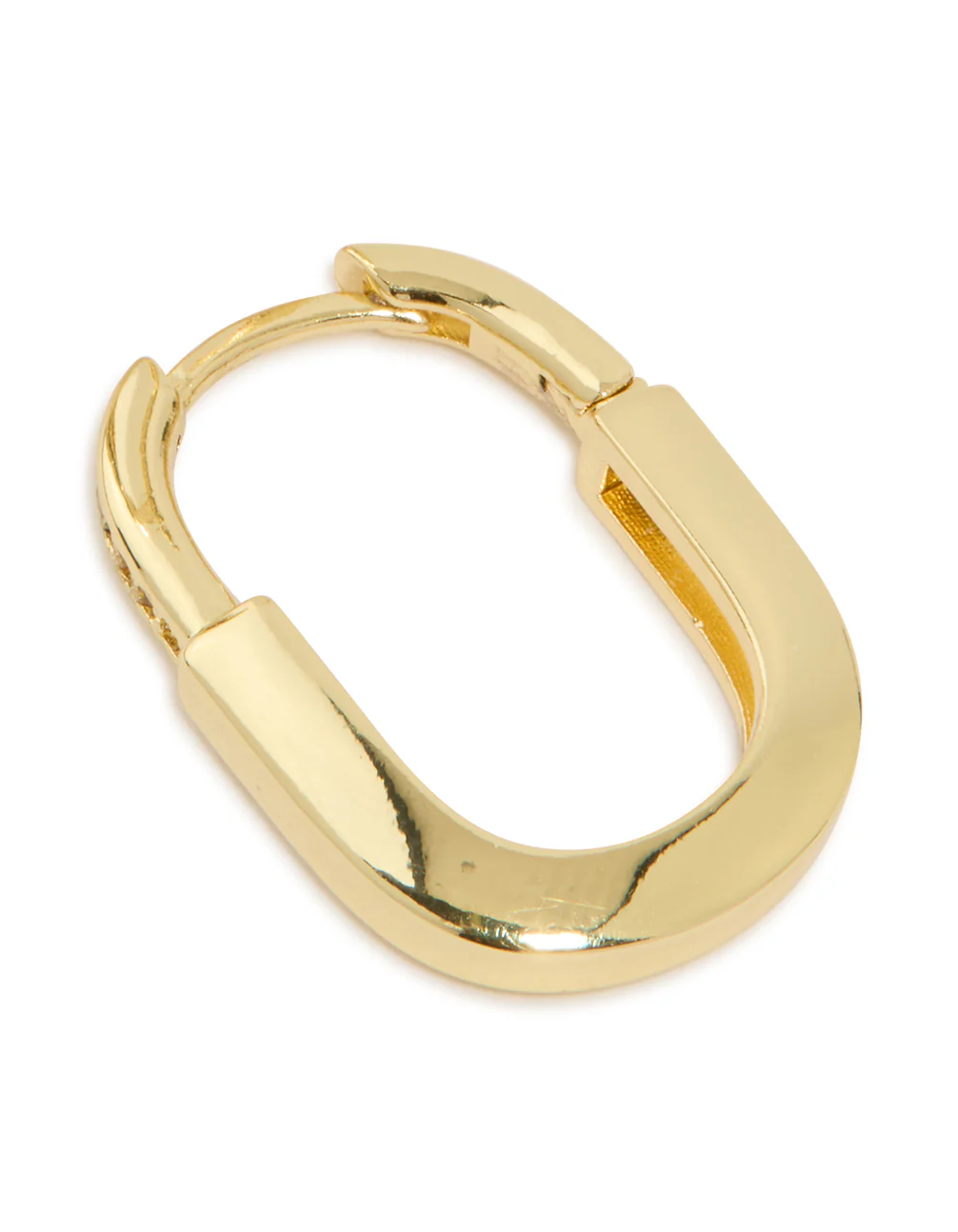 Gold Plated Brass Cubic Zirconia Oval Huggie Earrings - Image 3
