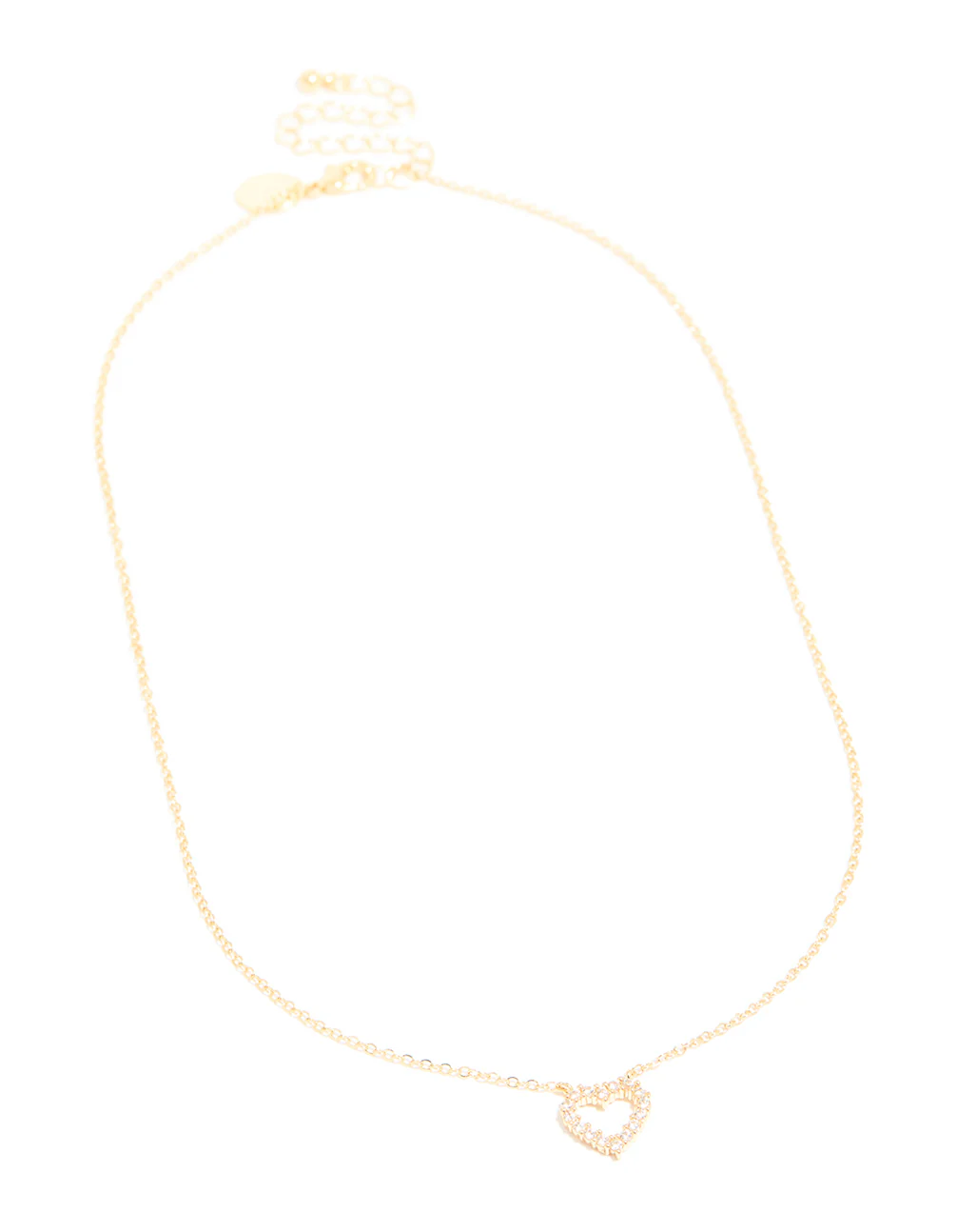 Gold Plated Brass Cubic Zirconia Pavé Heart Necklace - Image 3