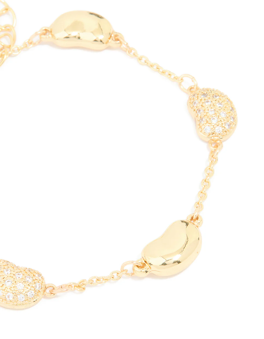 Gold Plated Brass Cubic Zirconia Pebble Charm Bracelet - Image 4