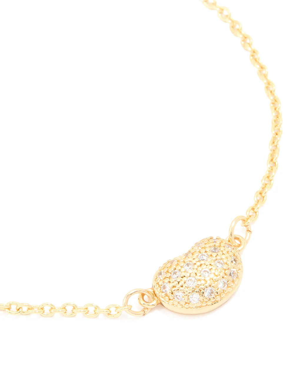 Gold Plated Brass Cubic Zirconia Single Pebble Bracelet - Image 4