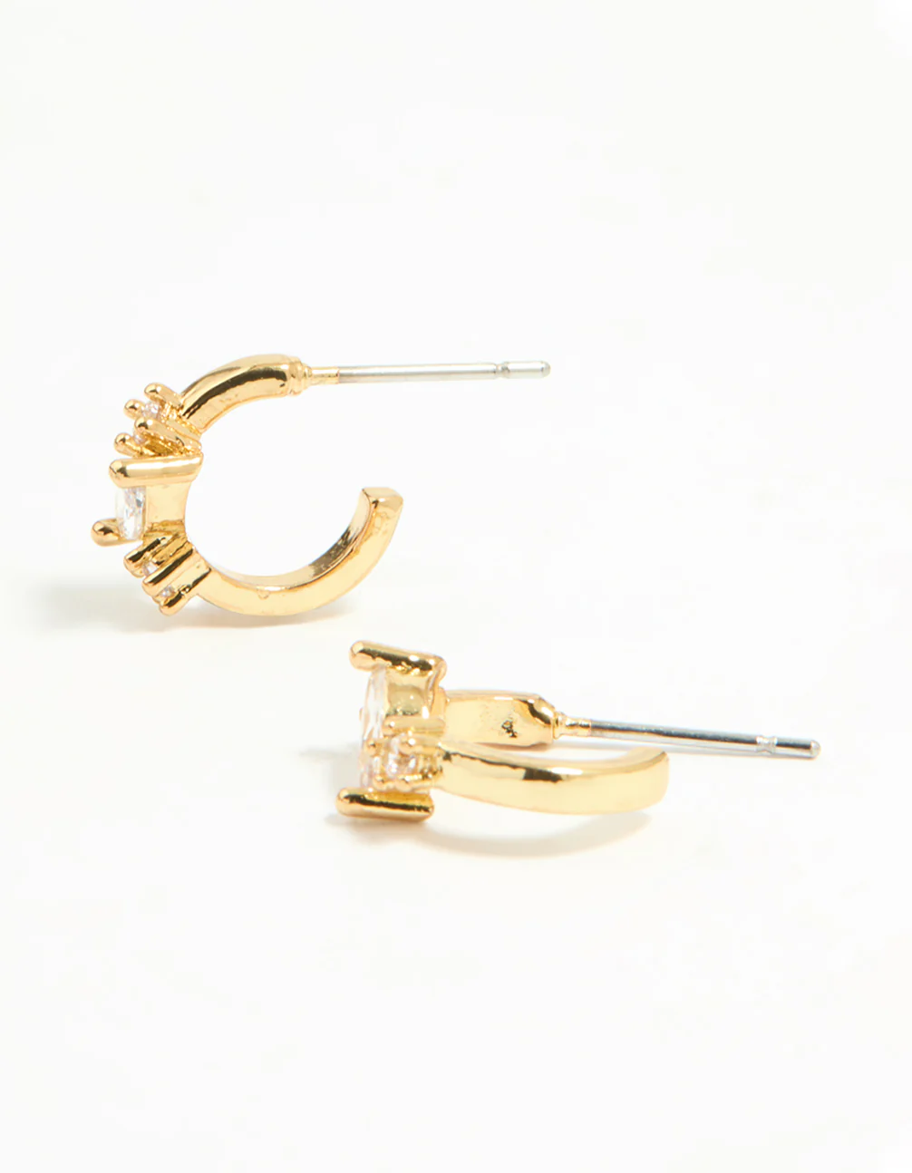 Gold Plated Brass Cubic Zirconia Vine Earrings 3-Pack - Image 3