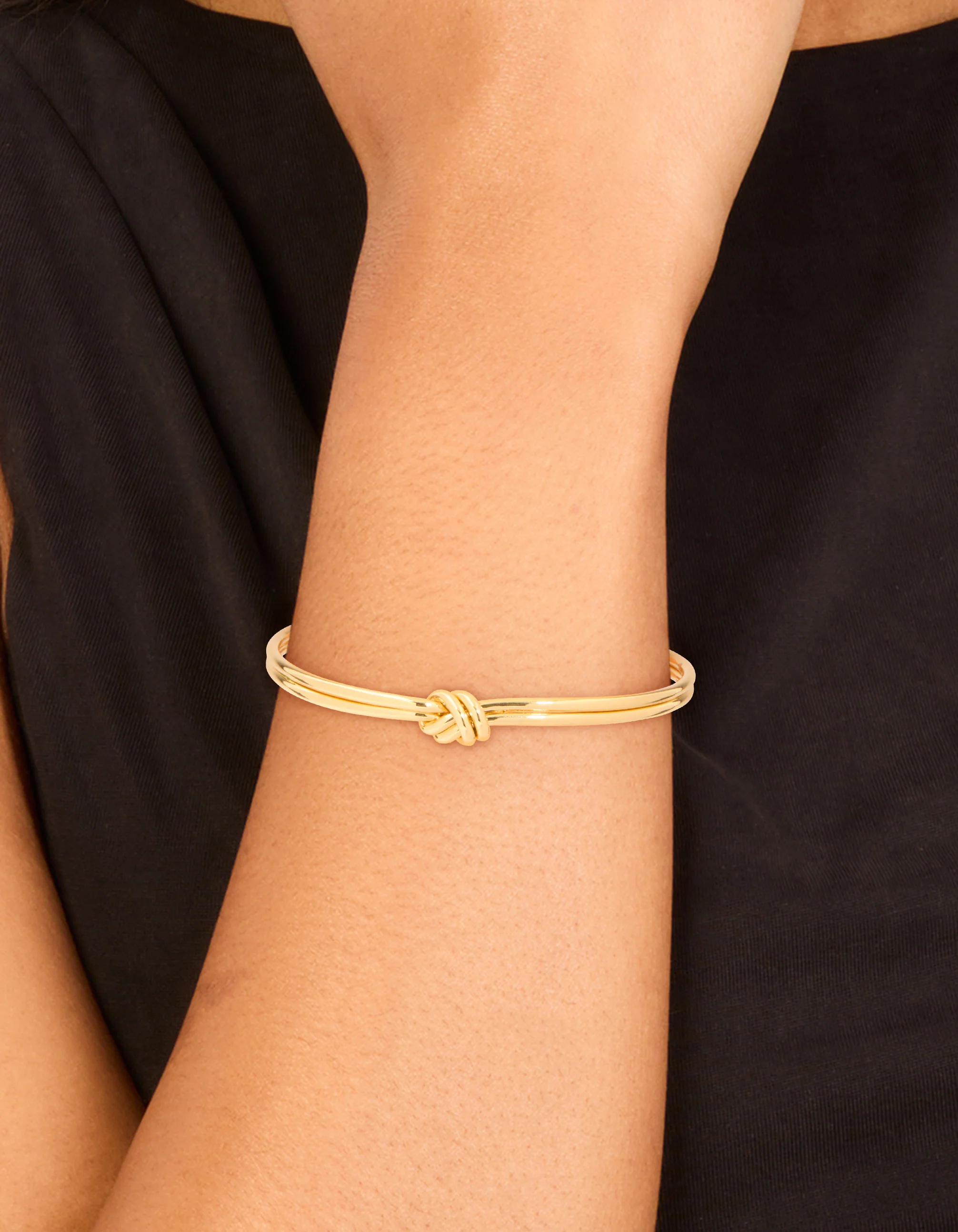 Gold Plated Brass Dual Knot Wrist Cuff - Image 2