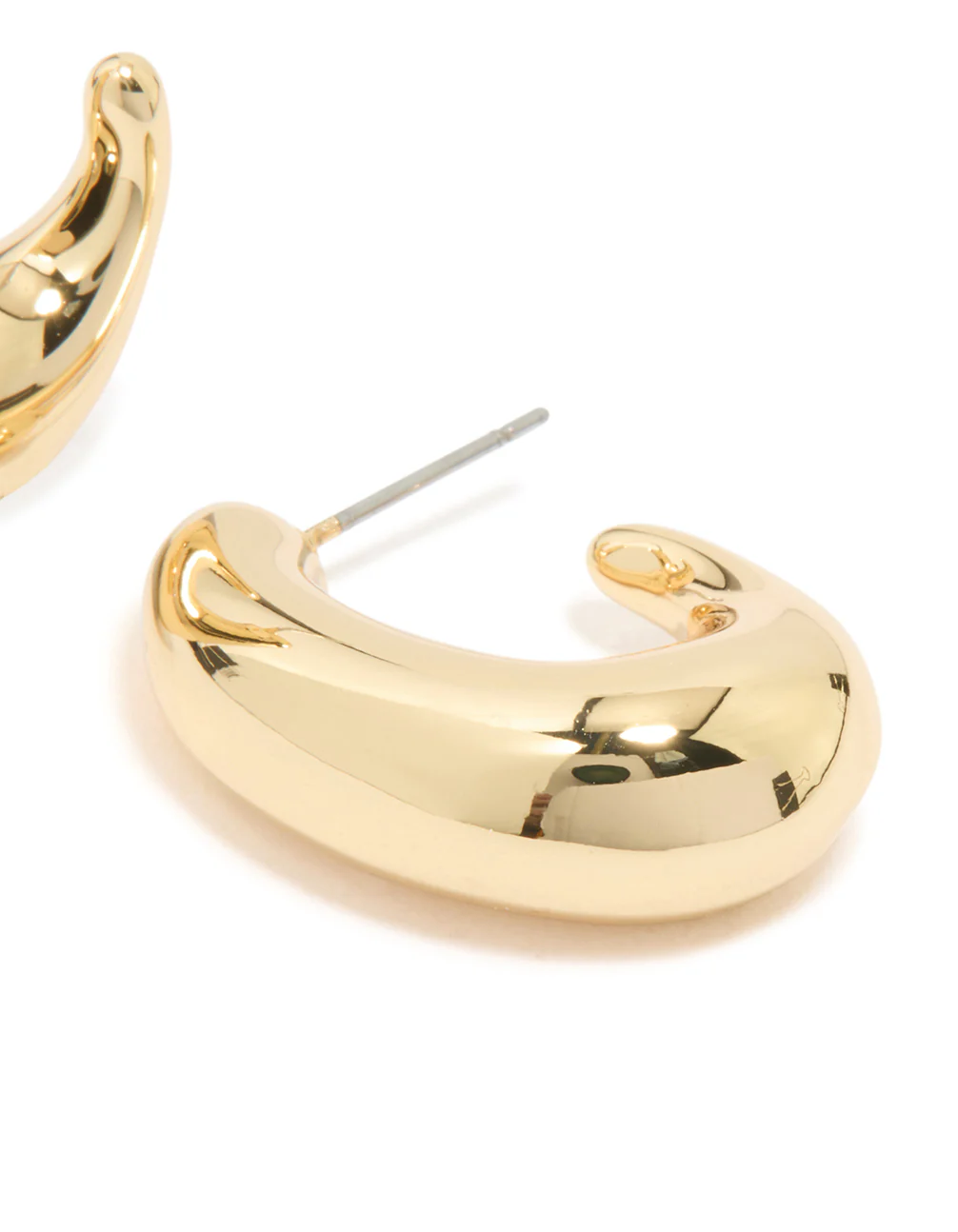 Gold Plated Brass Elongated Chunky Hoop Earrings - Image 5