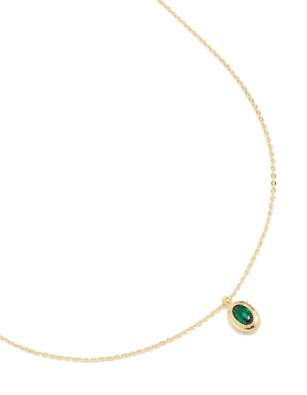 Gold Plated Brass Emerald Cubic Zirconia May Birthstone Necklace - Image 2
