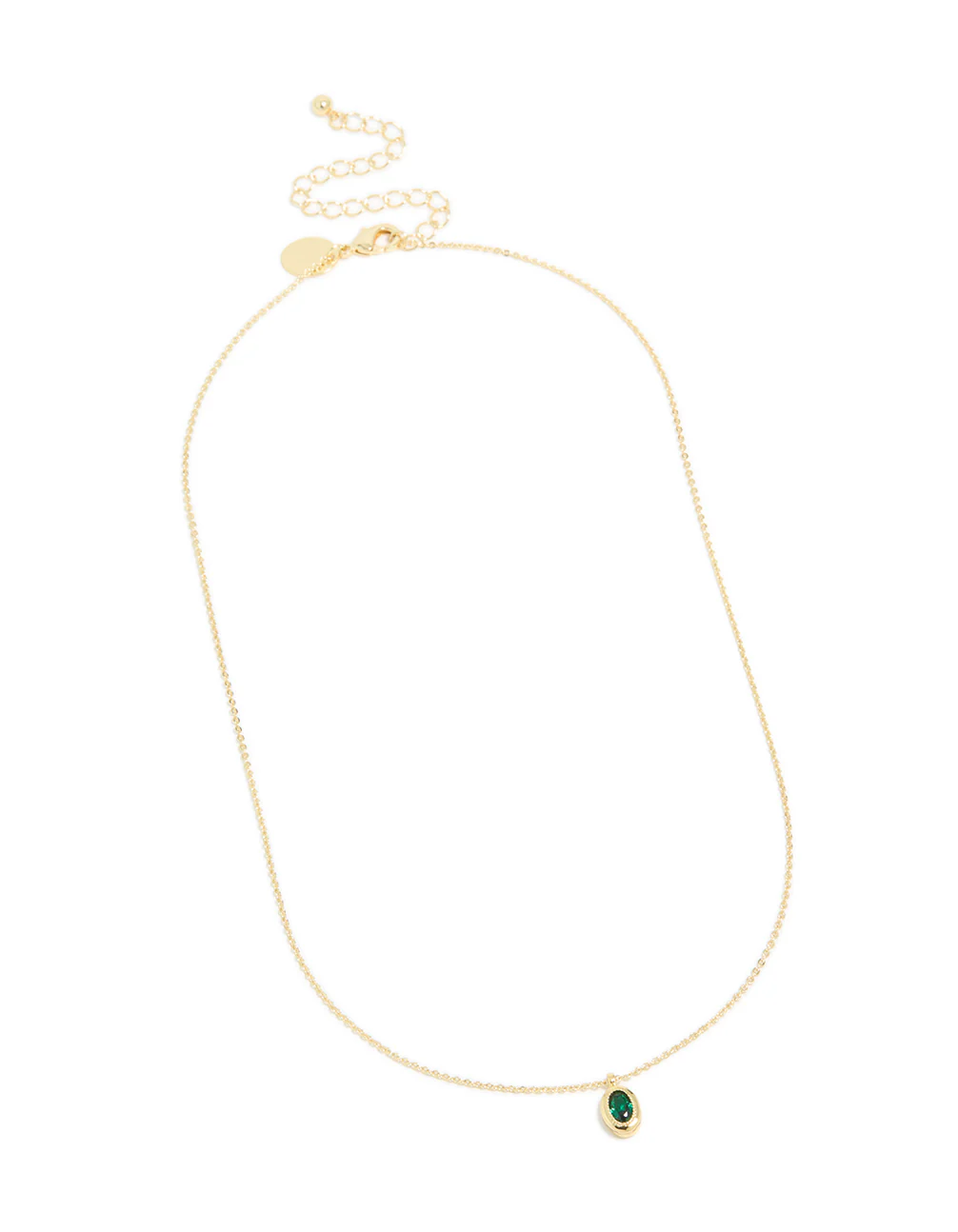 Gold Plated Brass Emerald Cubic Zirconia May Birthstone Necklace - Image 4