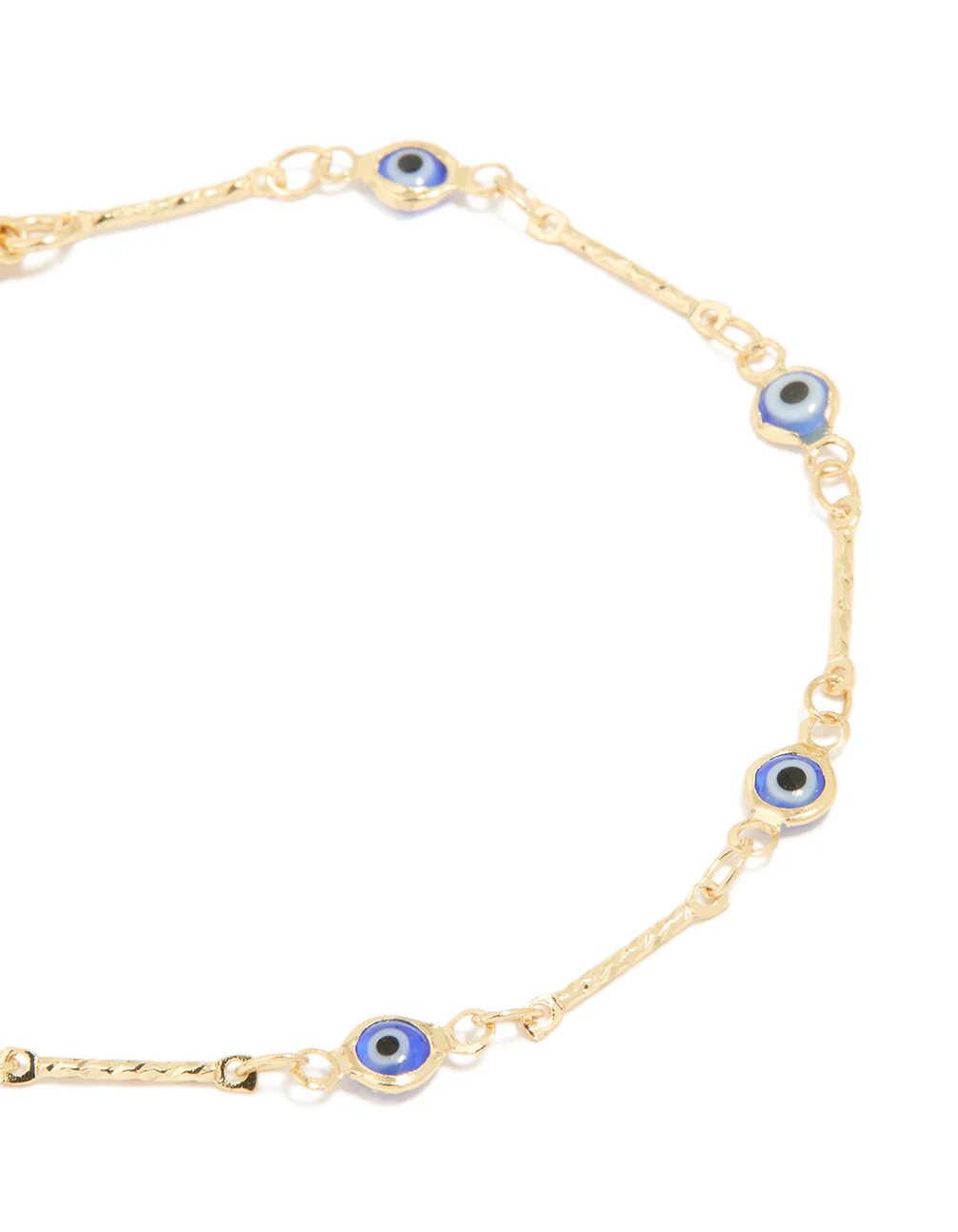 Gold Plated Brass Evil Eye Stone Chain Bracelet - Image 2