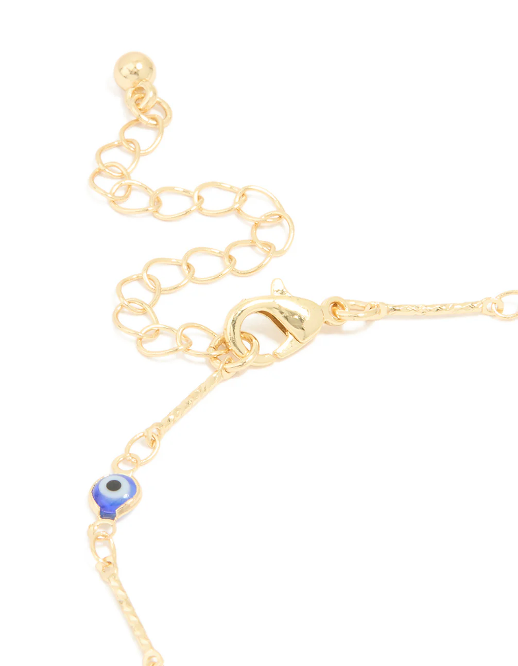 Gold Plated Brass Evil Eye Stone Chain Bracelet - Image 3