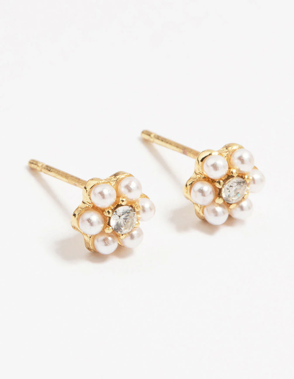 Gold Plated Brass Flower Chain Earrings 4-Pack - Image 2