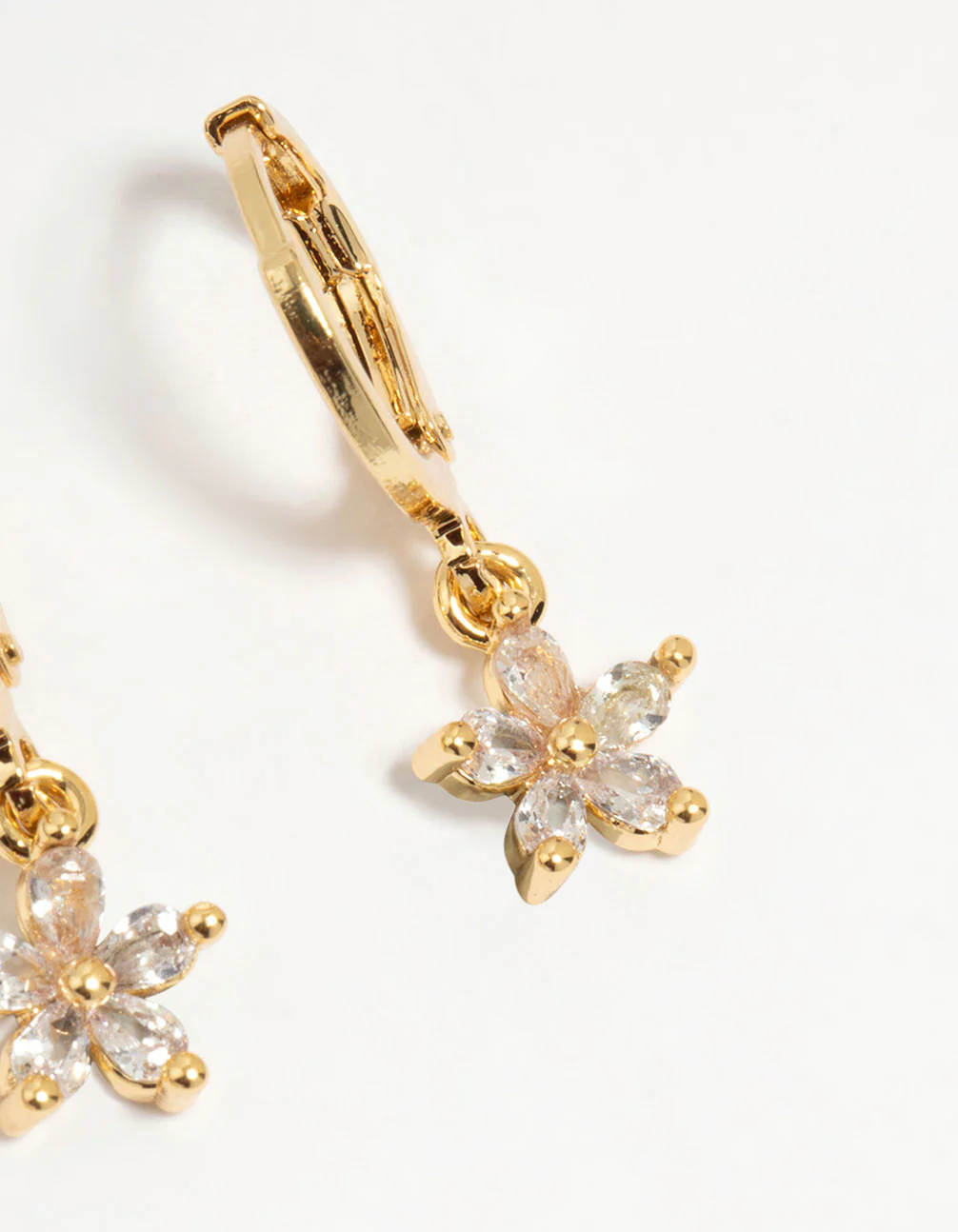 Gold Plated Brass Flower Chain Earrings 4-Pack - Image 3