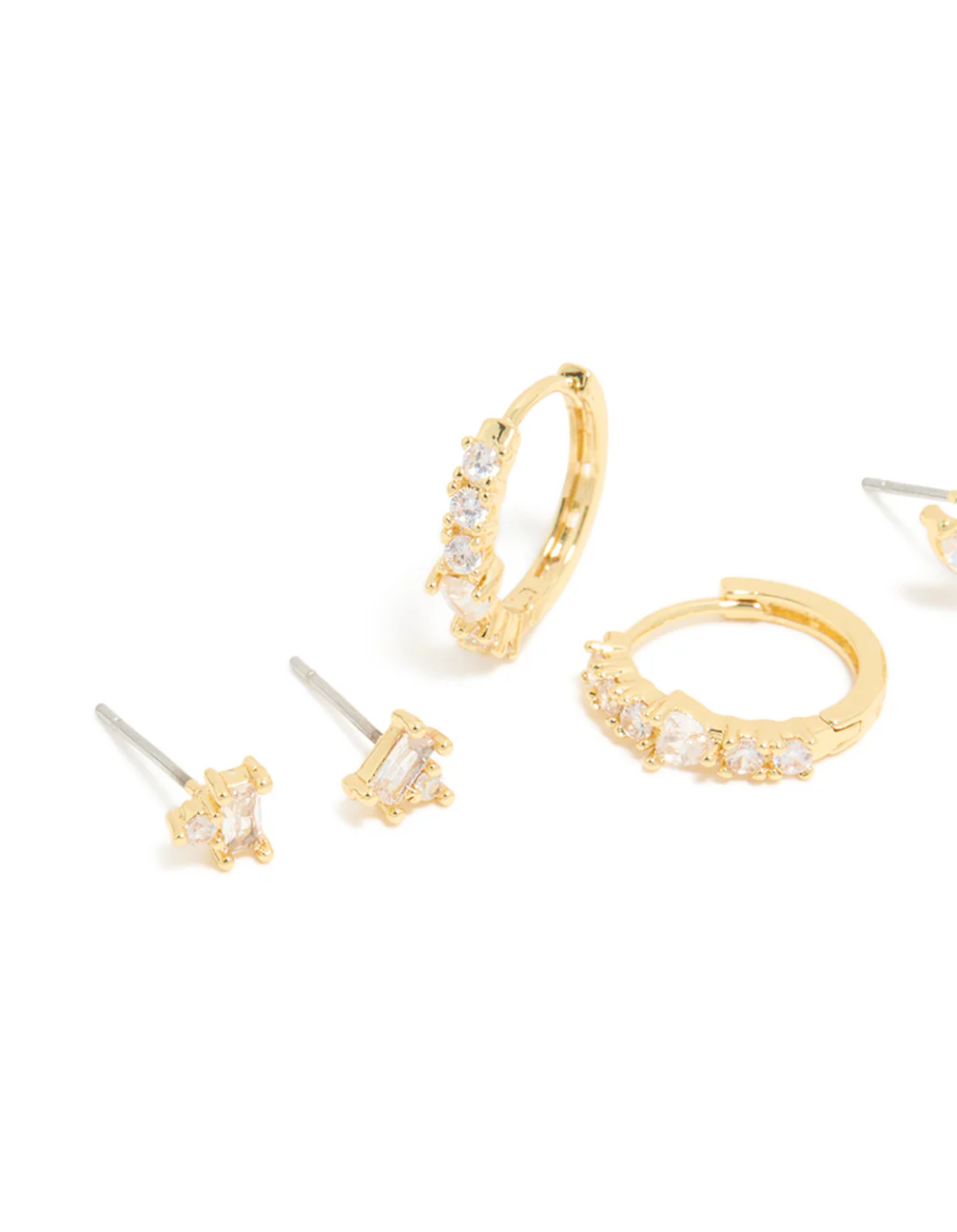 Gold Plated Brass Flower Earrings 3-Pack - Image 2