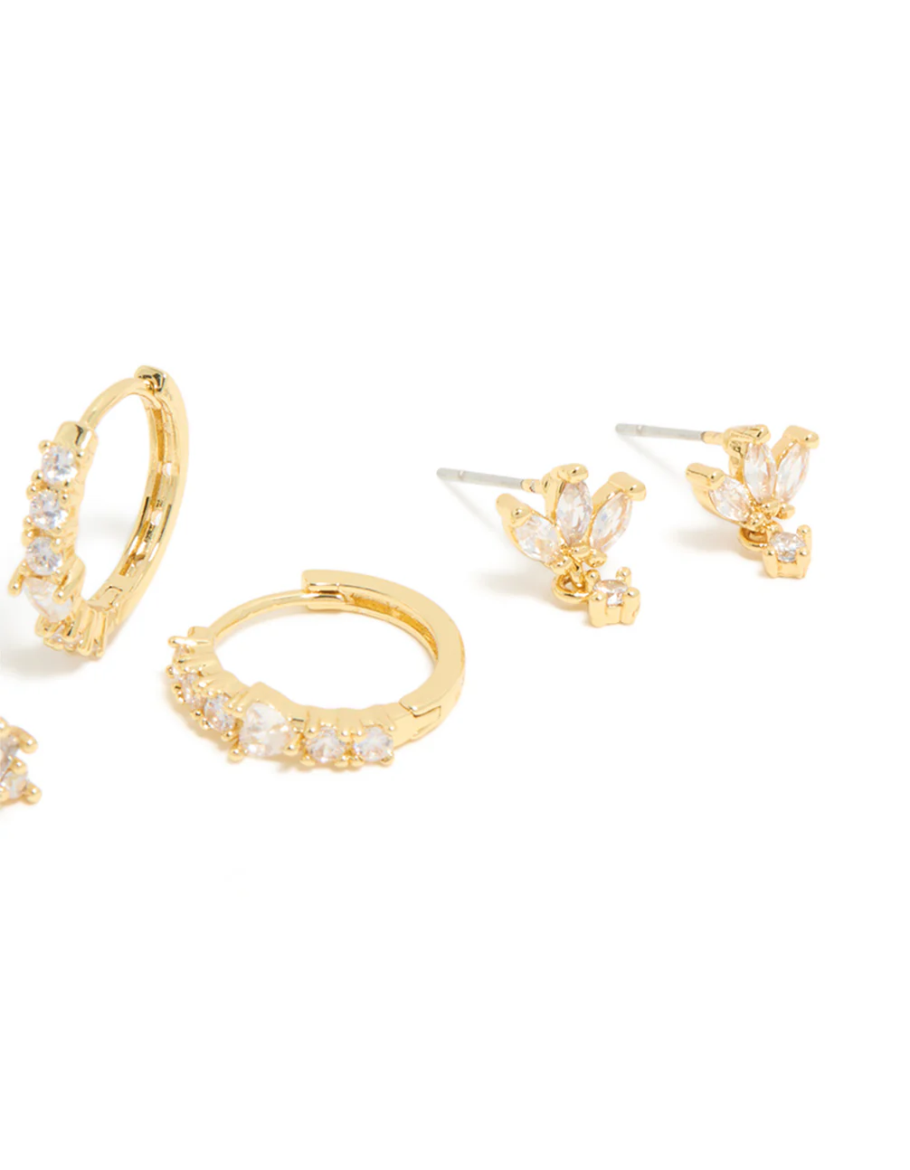 Gold Plated Brass Flower Earrings 3-Pack - Image 3