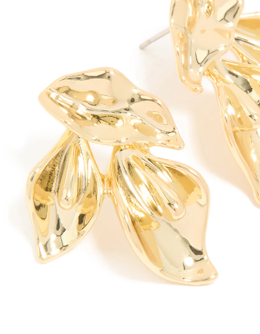 Gold Plated Brass Flower Mirror Statement Earrings - Image 4